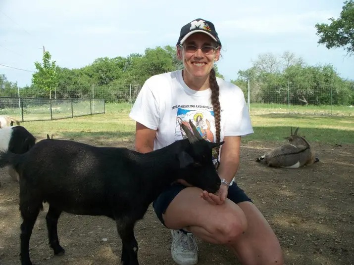 A goat named Reagan at Natural Bridge Wildlife Ranch