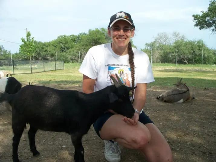 A goat named Reagan at Natural Bridge Wildlife Ranch